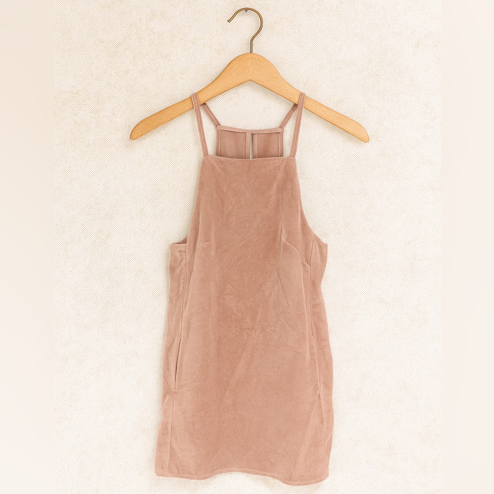 Topshop Mauve Pink Suede-Look Strappy Mini Dress